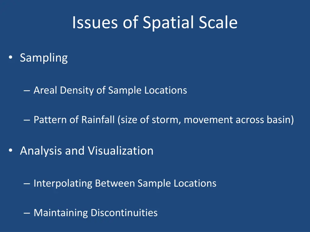 issues of spatial scale