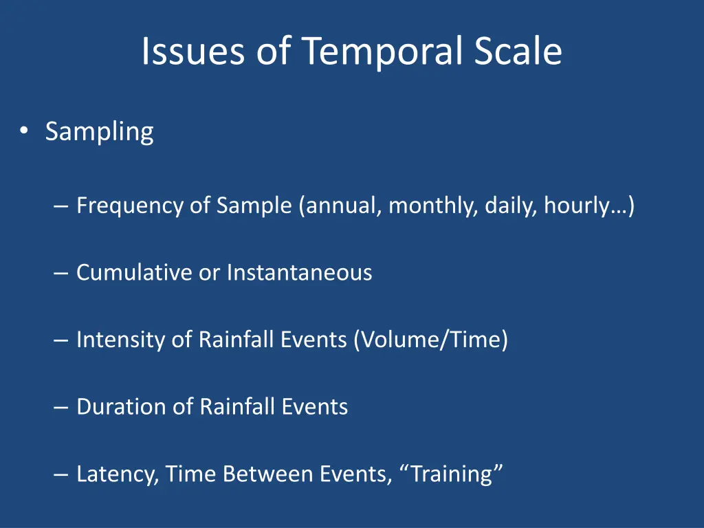 issues of temporal scale