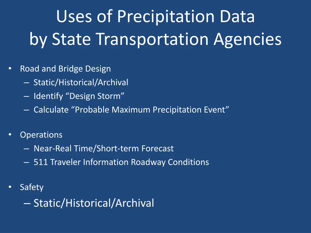 uses of precipitation data by state