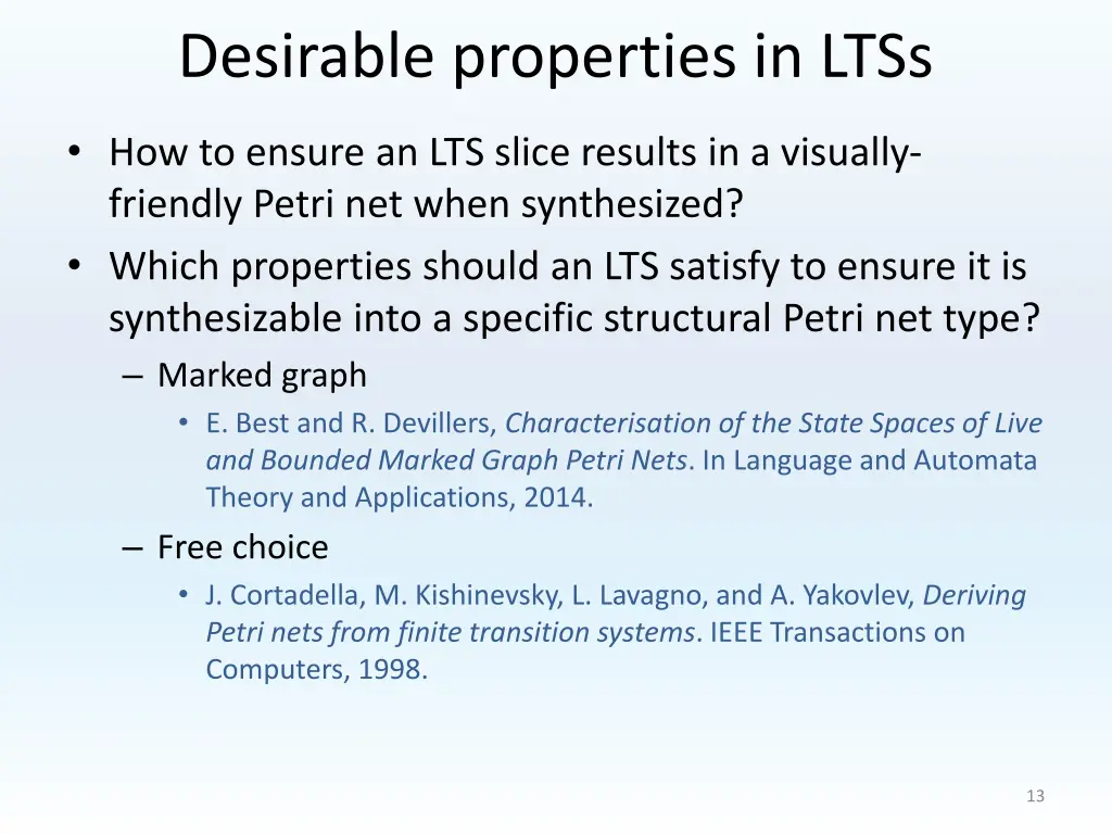 desirable properties in ltss