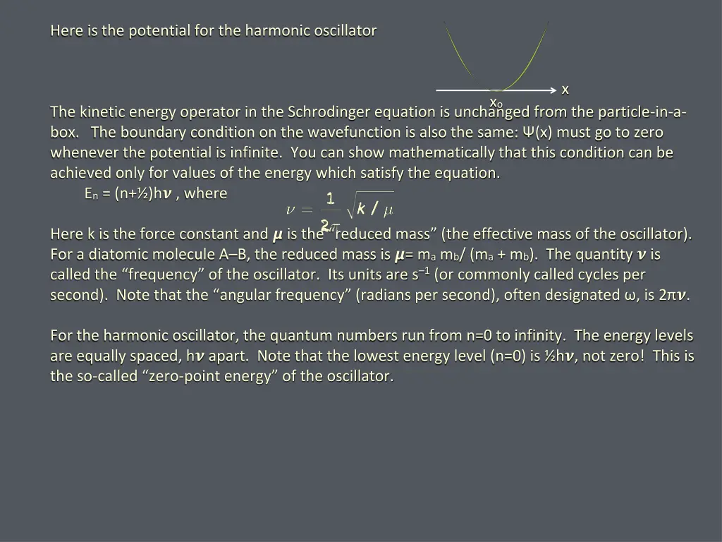 here is the potential for the harmonic oscillator