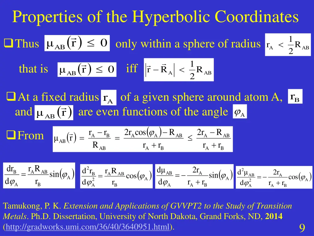 properties of the hyperbolic coordinates 0 r ab