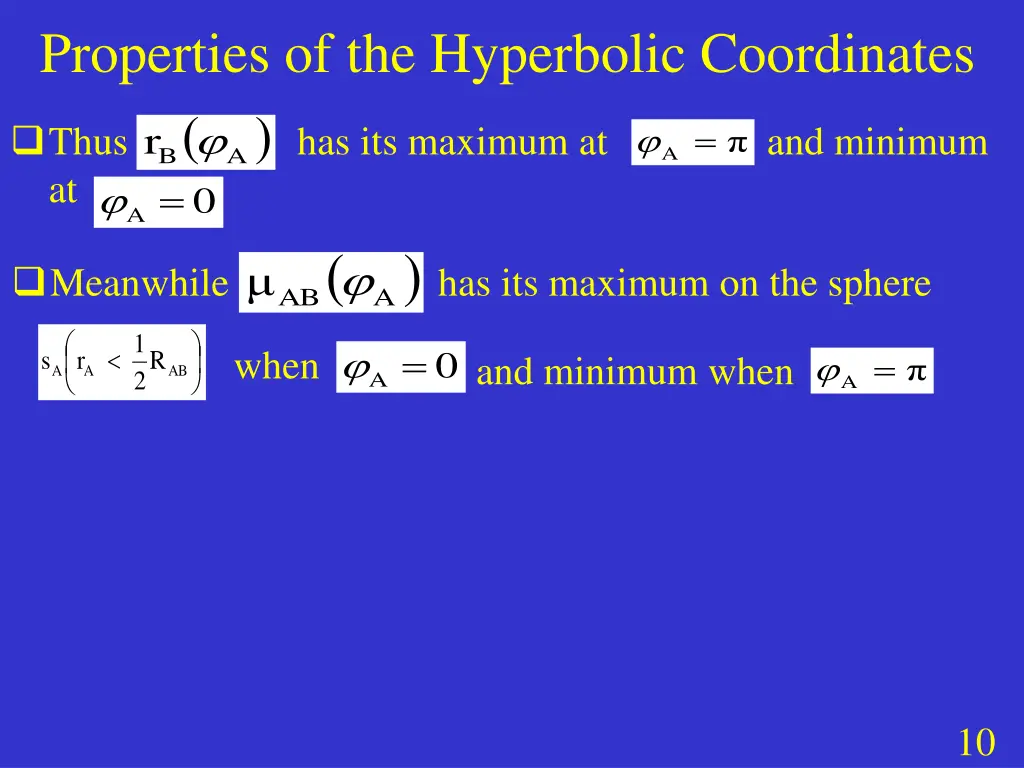 properties of the hyperbolic coordinates a 0