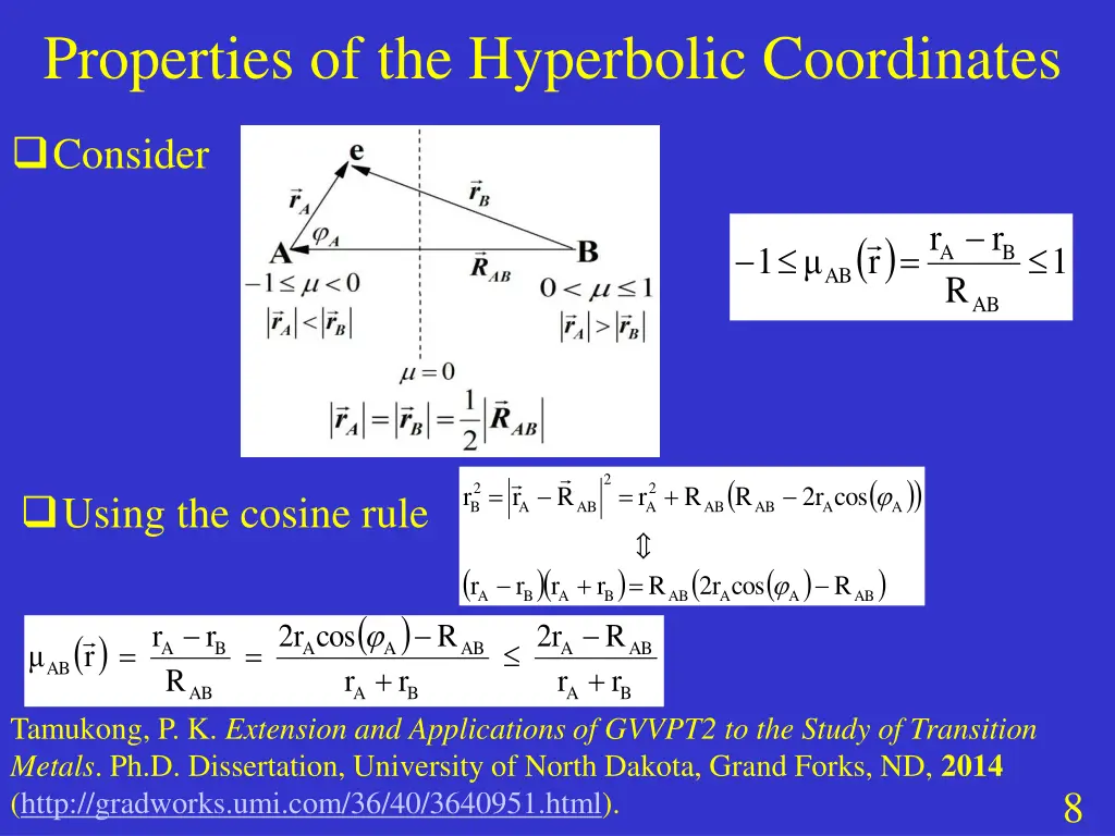 properties of the hyperbolic coordinates