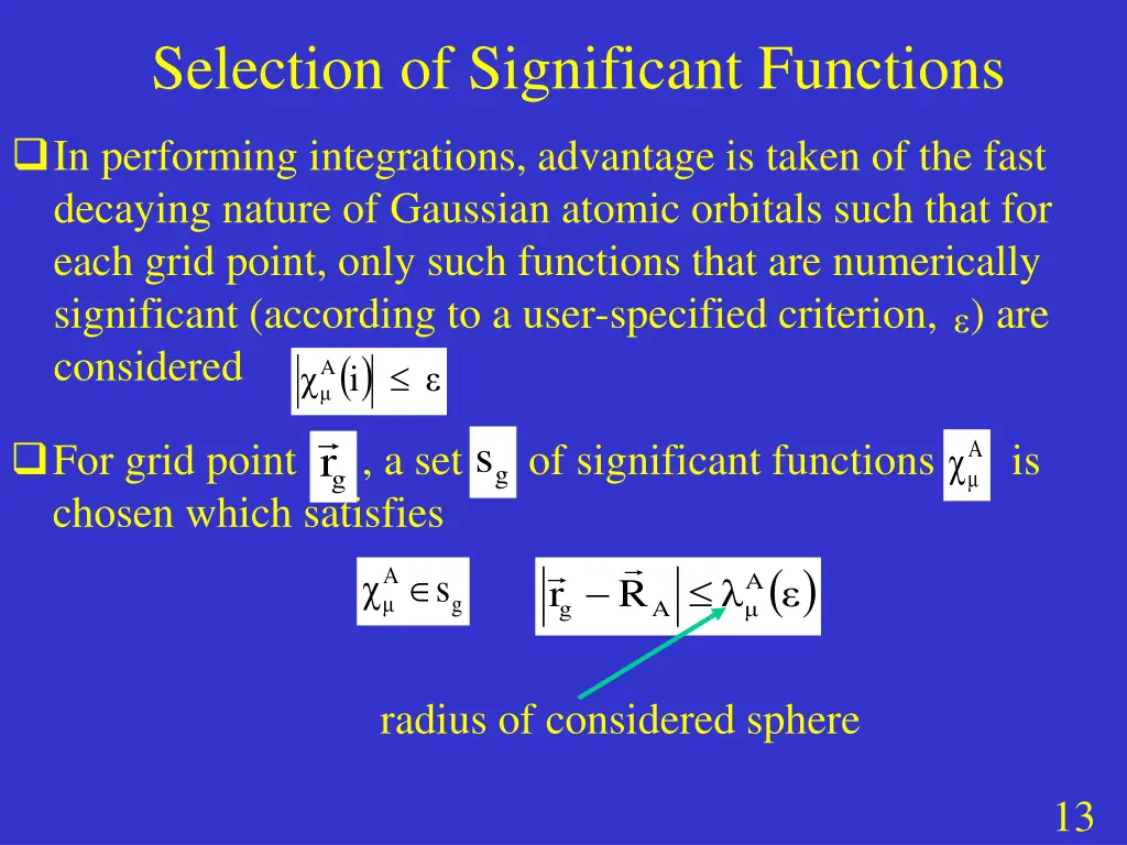 selection of significant functions