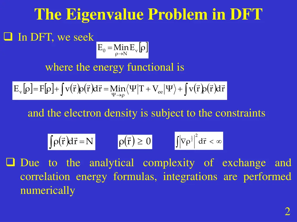 the eigenvalue problem in dft