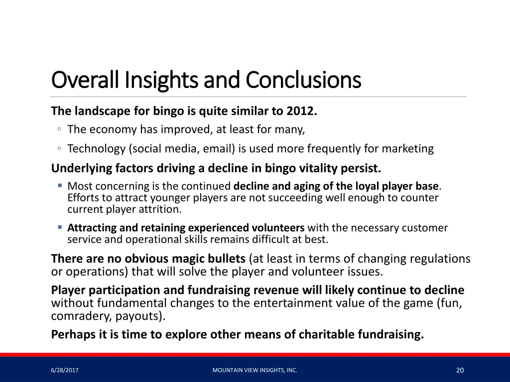 overall insights and conclusions overall insights