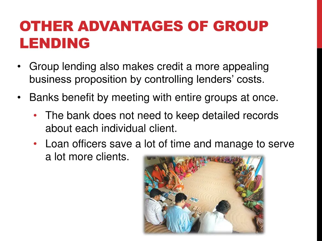 other advantages of group lending