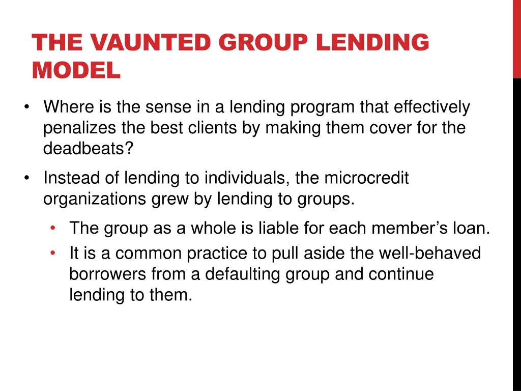 the vaunted group lending model