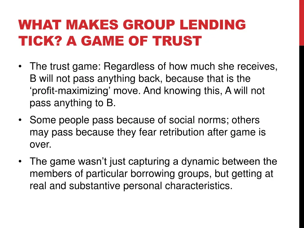 what makes group lending tick a game of trust 1