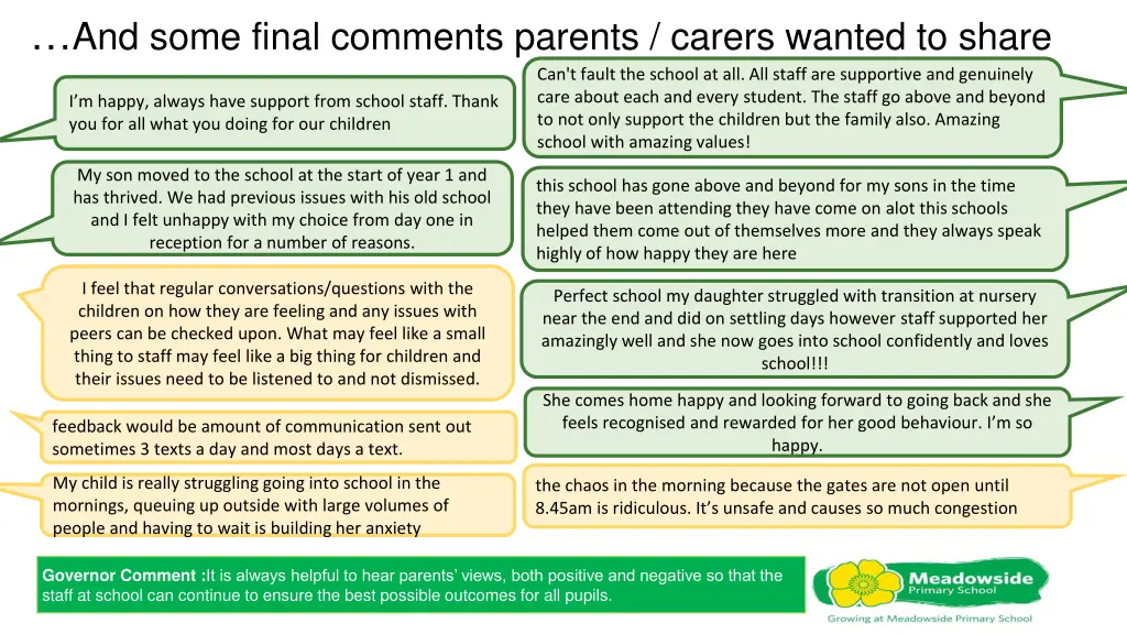 and some final comments parents carers wanted