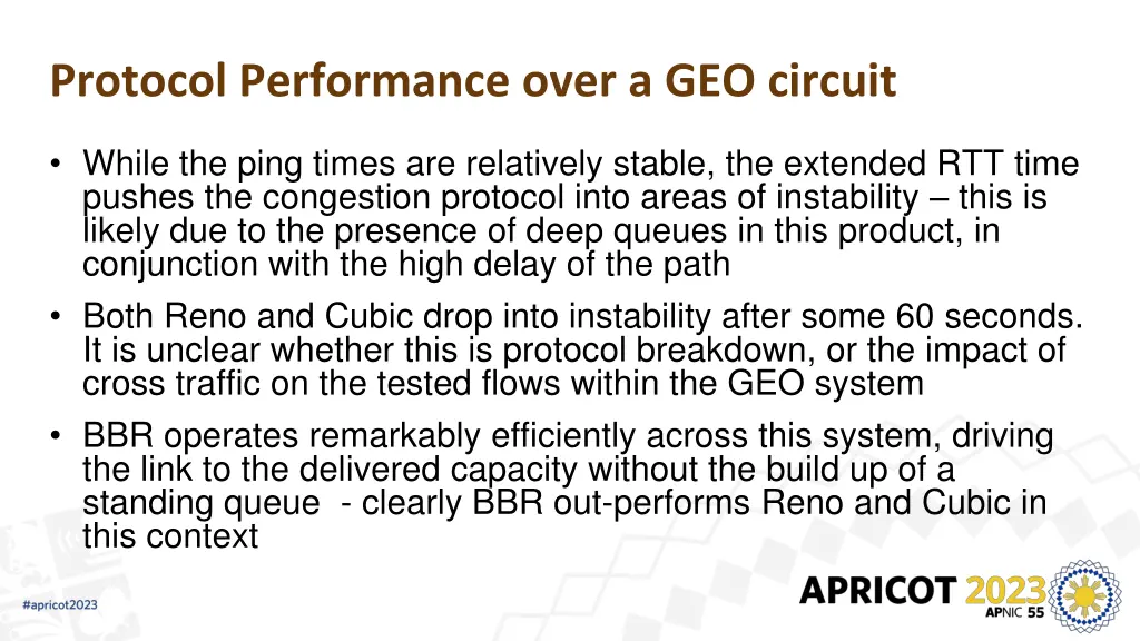 protocol performance over a geo circuit