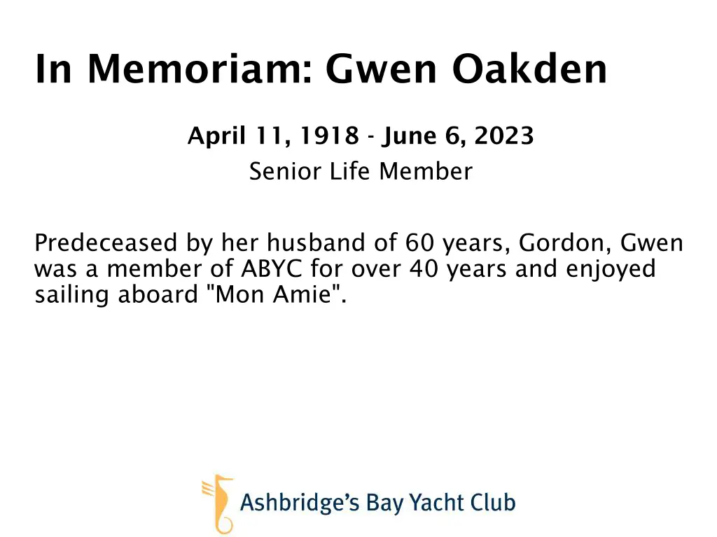 in memoriam gwen oakden