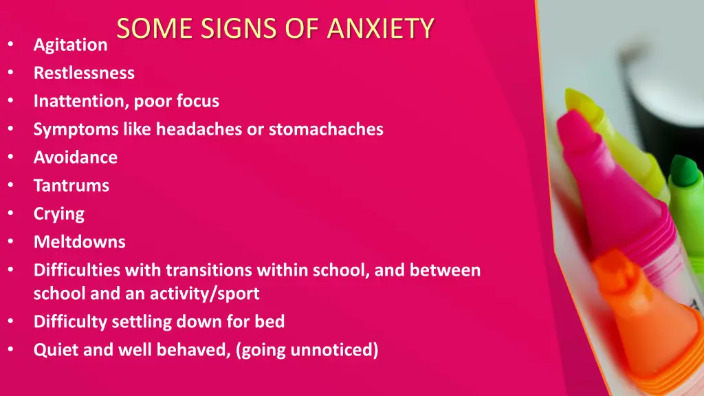 some signs of anxiety