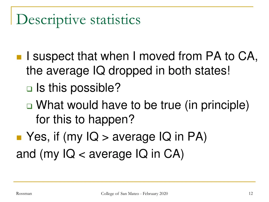 descriptive statistics