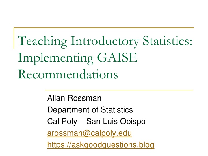 teaching introductory statistics implementing