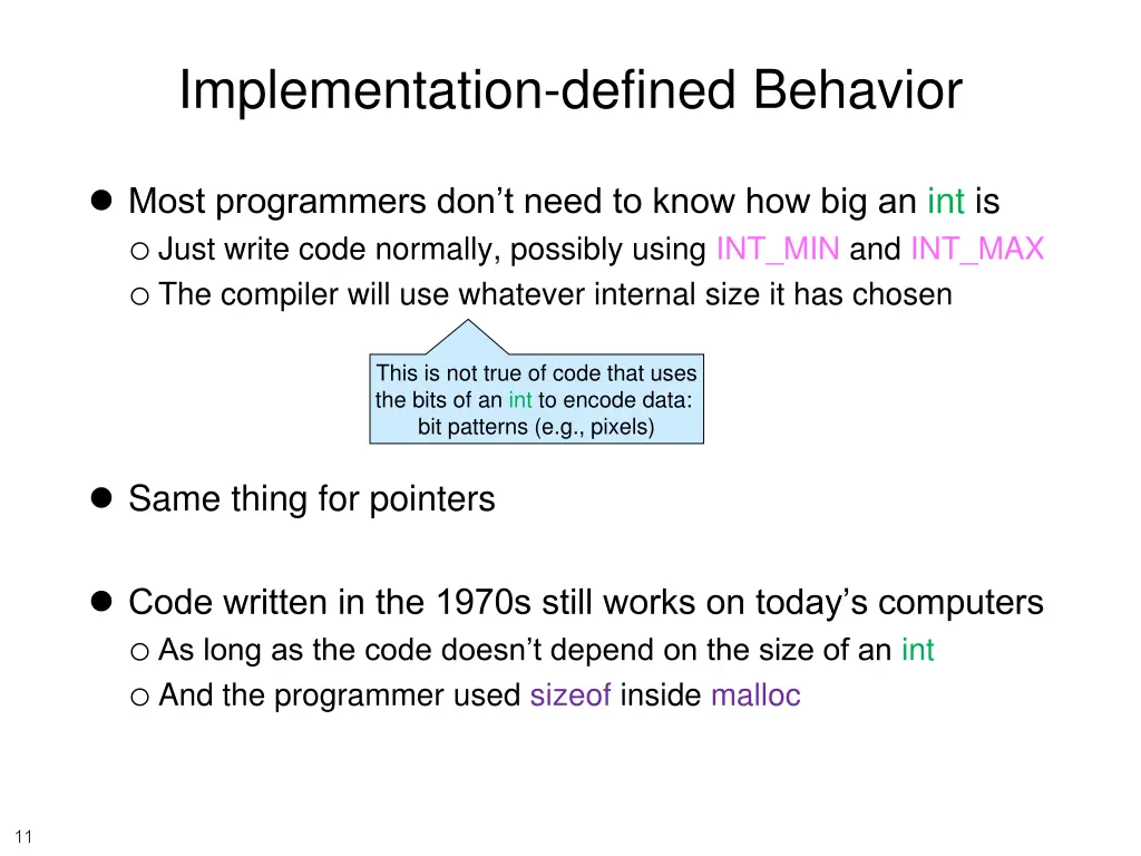 implementation defined behavior 1