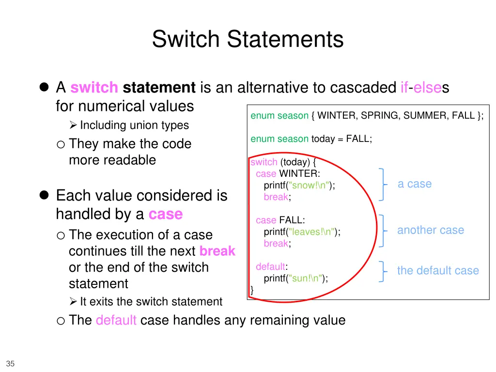 switch statements