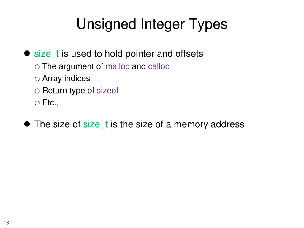 unsigned integer types 1