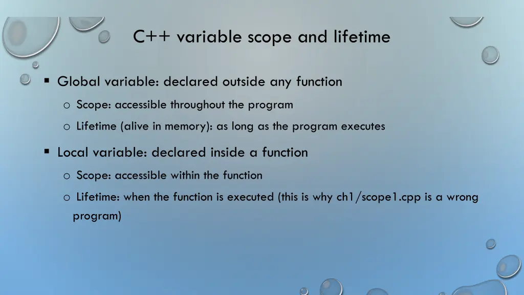 c variable scope and lifetime 2