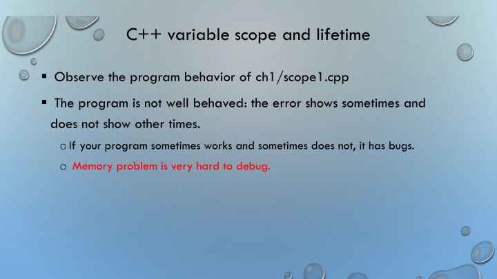 c variable scope and lifetime