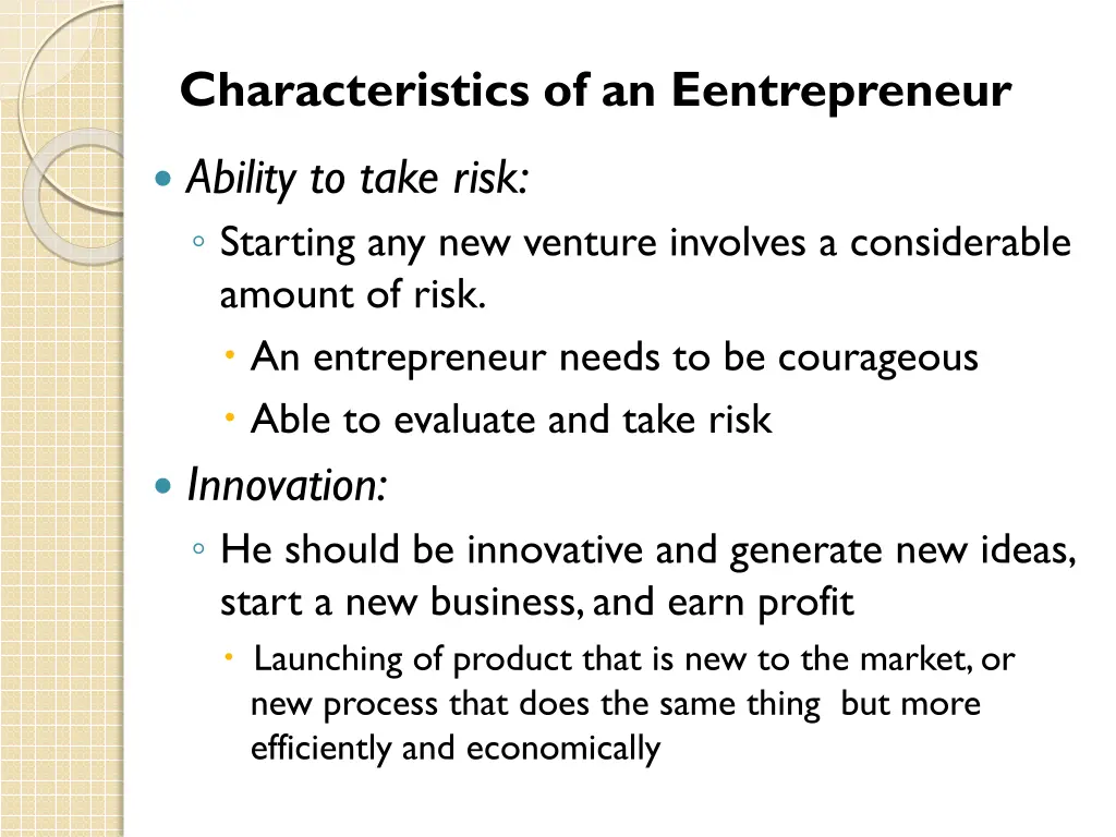 characteristics of an eentrepreneur