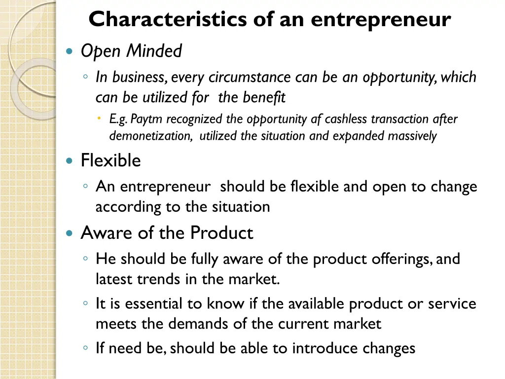 characteristics of an entrepreneur open minded