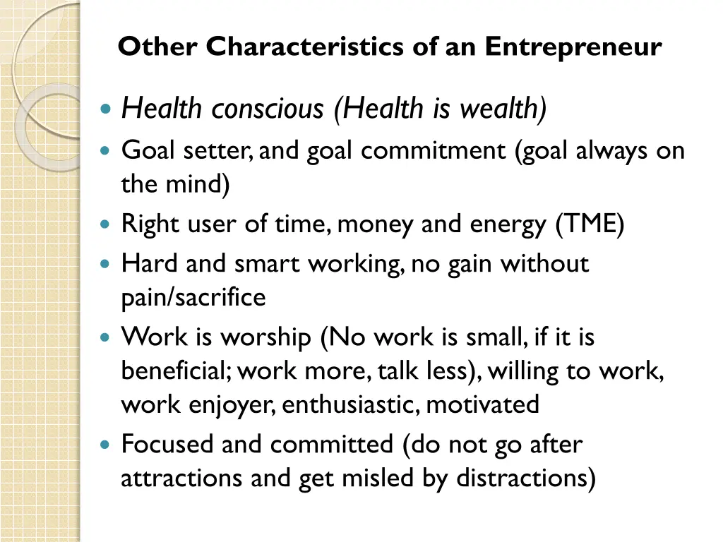 other characteristics of an entrepreneur