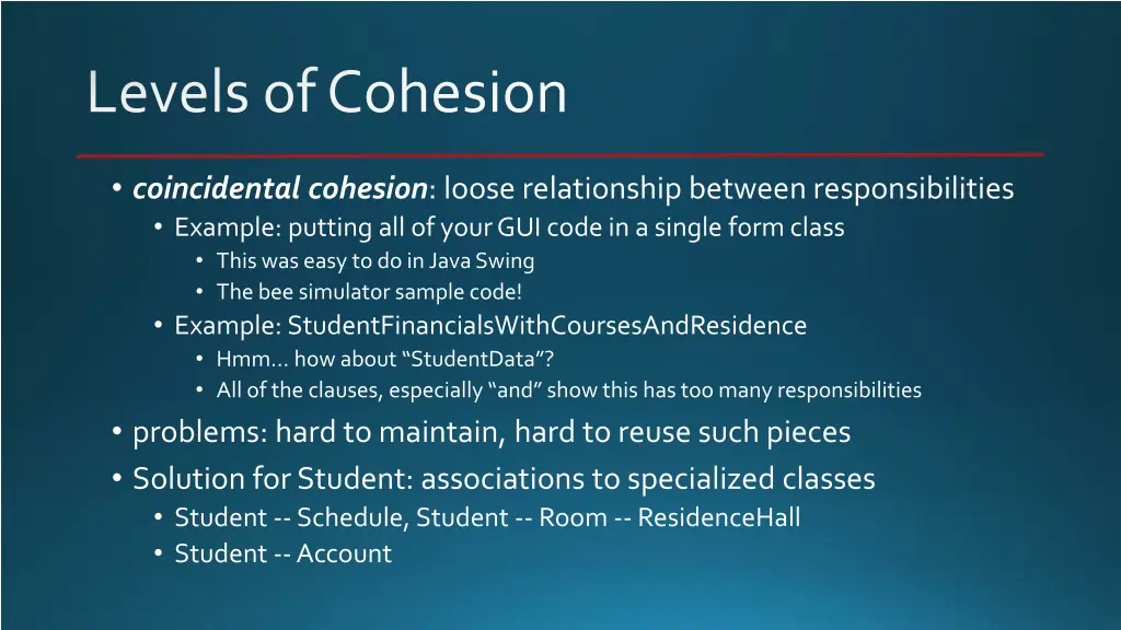 levels of cohesion