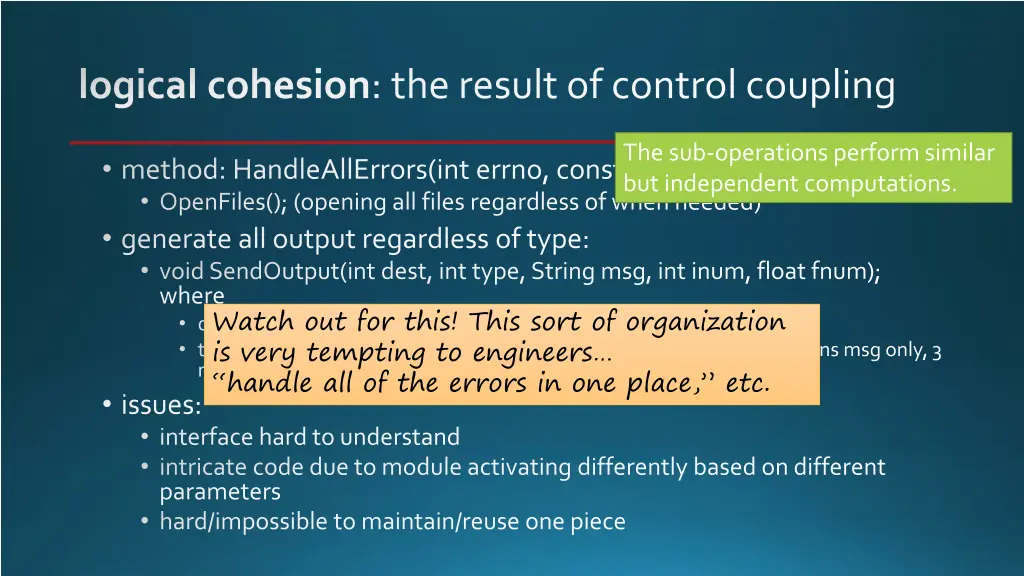 logical cohesion the result of control coupling