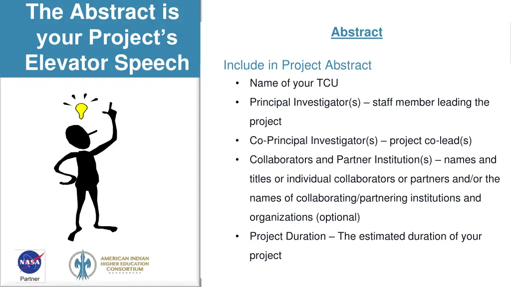 the abstract is your project s elevator speech