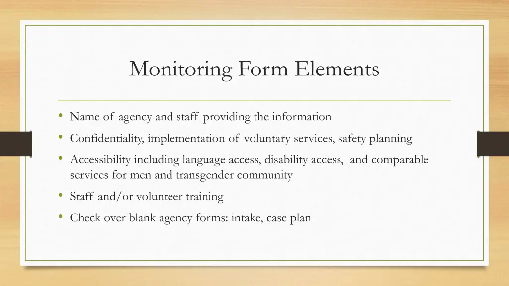 monitoring form elements