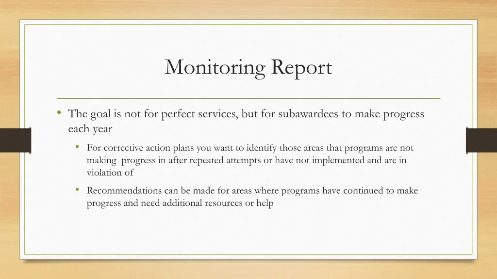 monitoring report 1