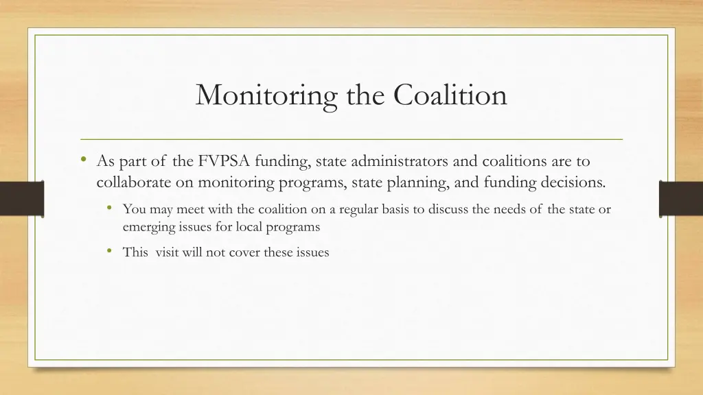 monitoring the coalition 1