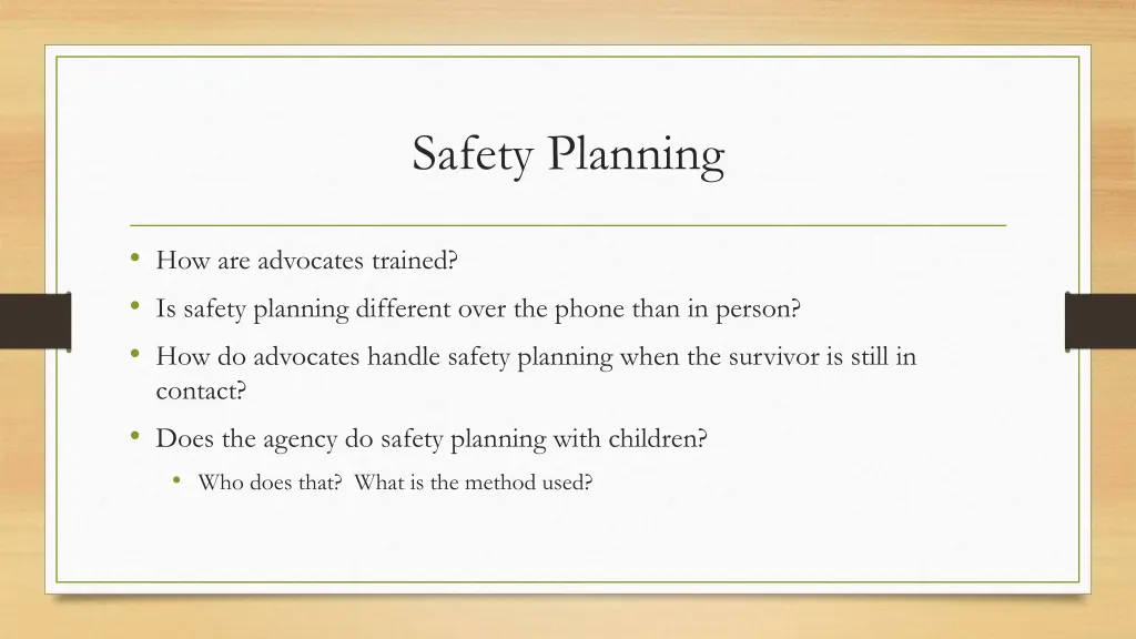 safety planning