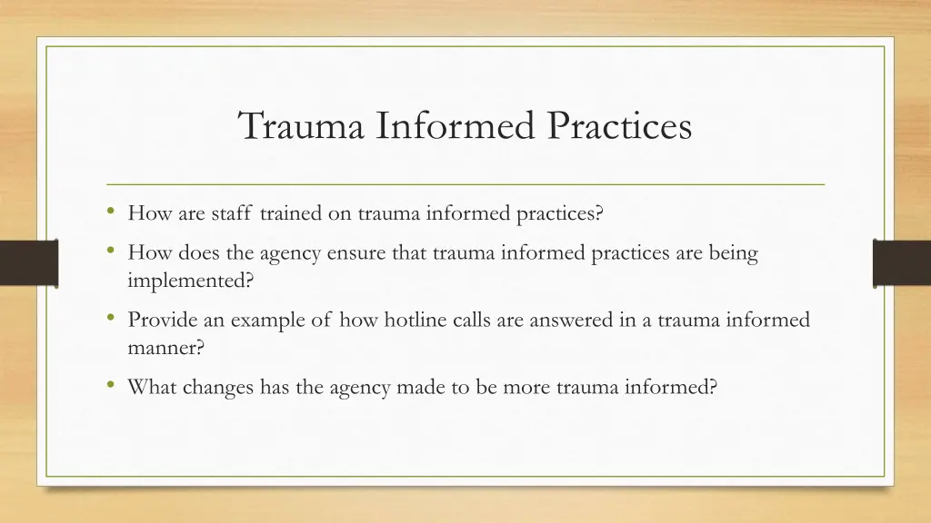 trauma informed practices