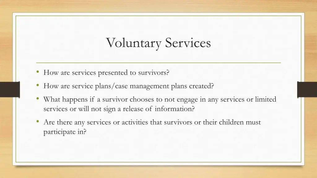 voluntary services