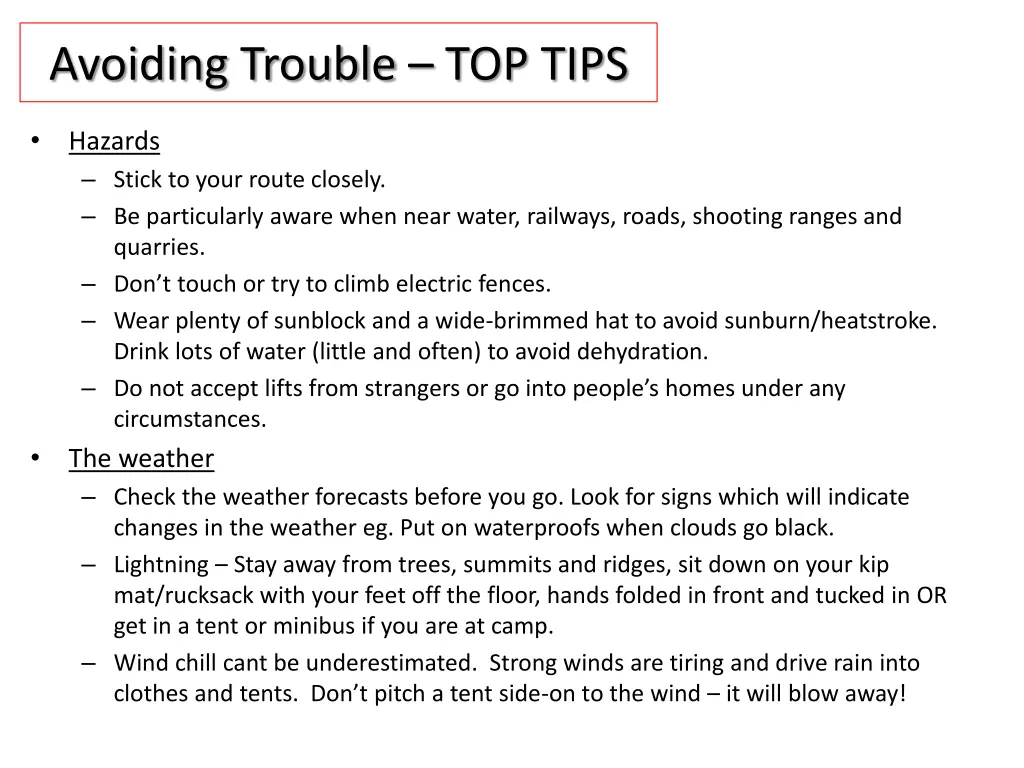 avoiding trouble top tips