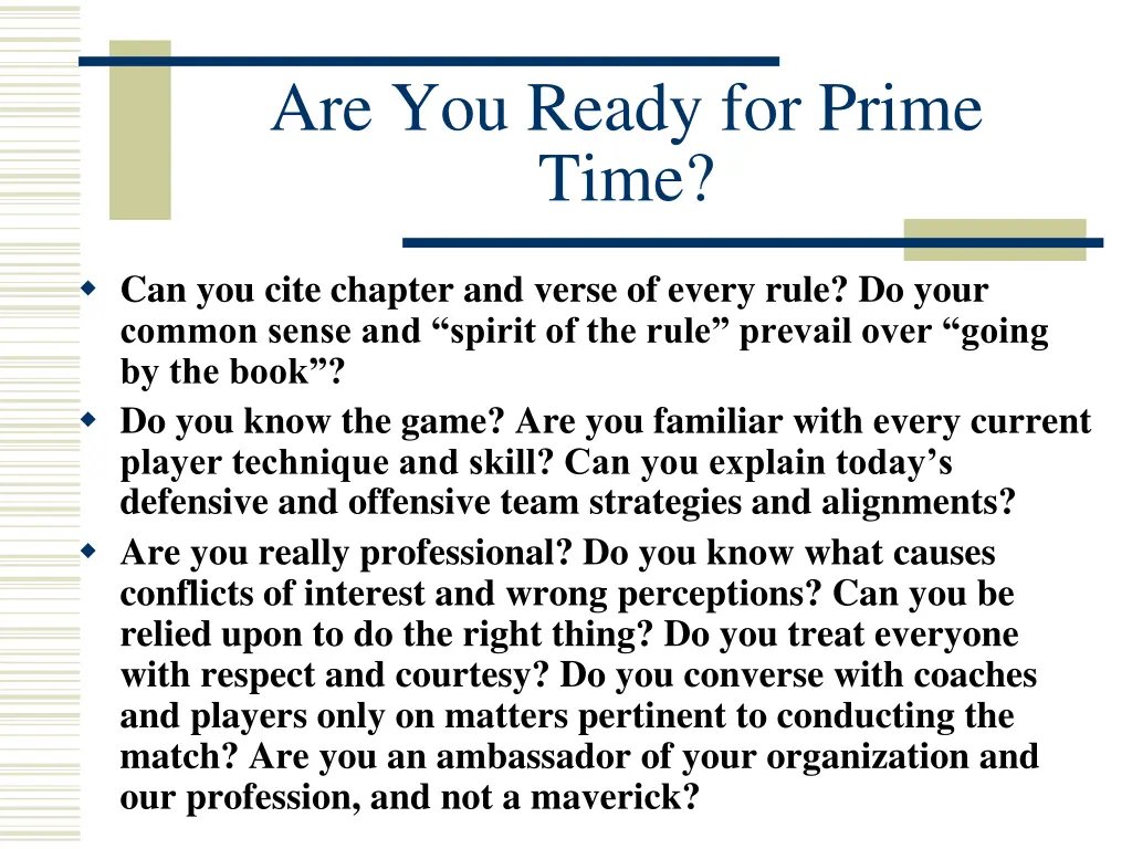 are you ready for prime time