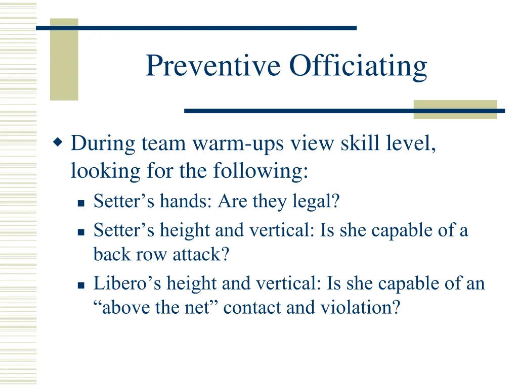 preventive officiating