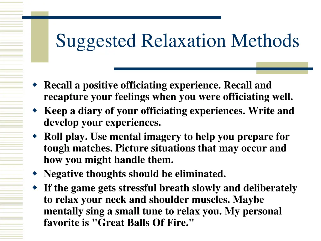 suggested relaxation methods