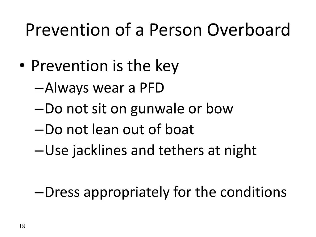 prevention of a person overboard