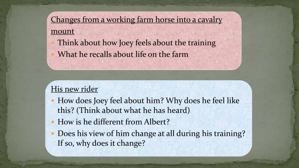 changes from a working farm horse into a cavalry