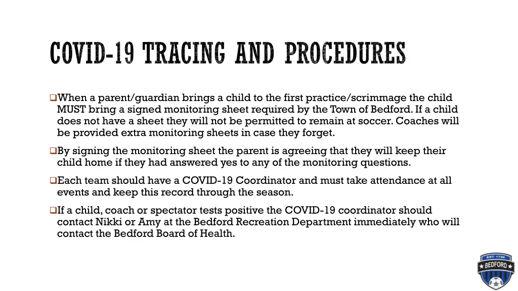 covid 19 tracing and procedures