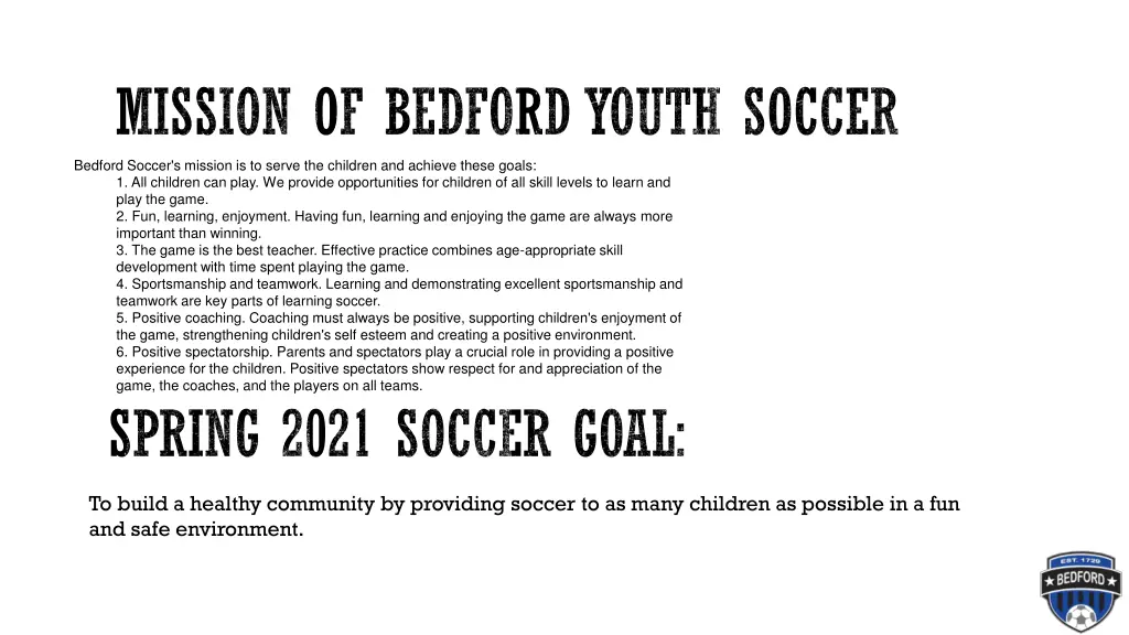 mission of bedford youth soccer