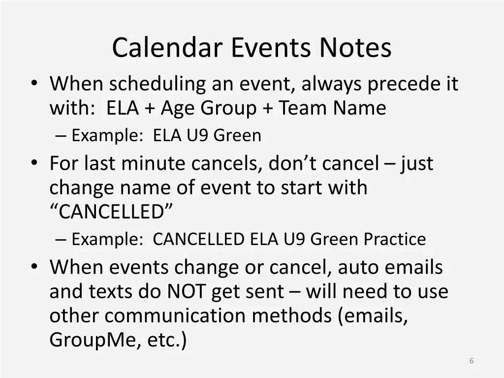 calendar events notes when scheduling an event