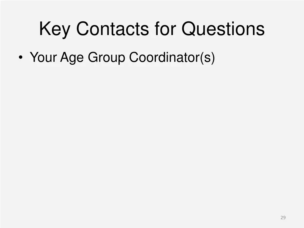 key contacts for questions