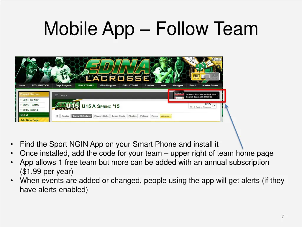 mobile app follow team