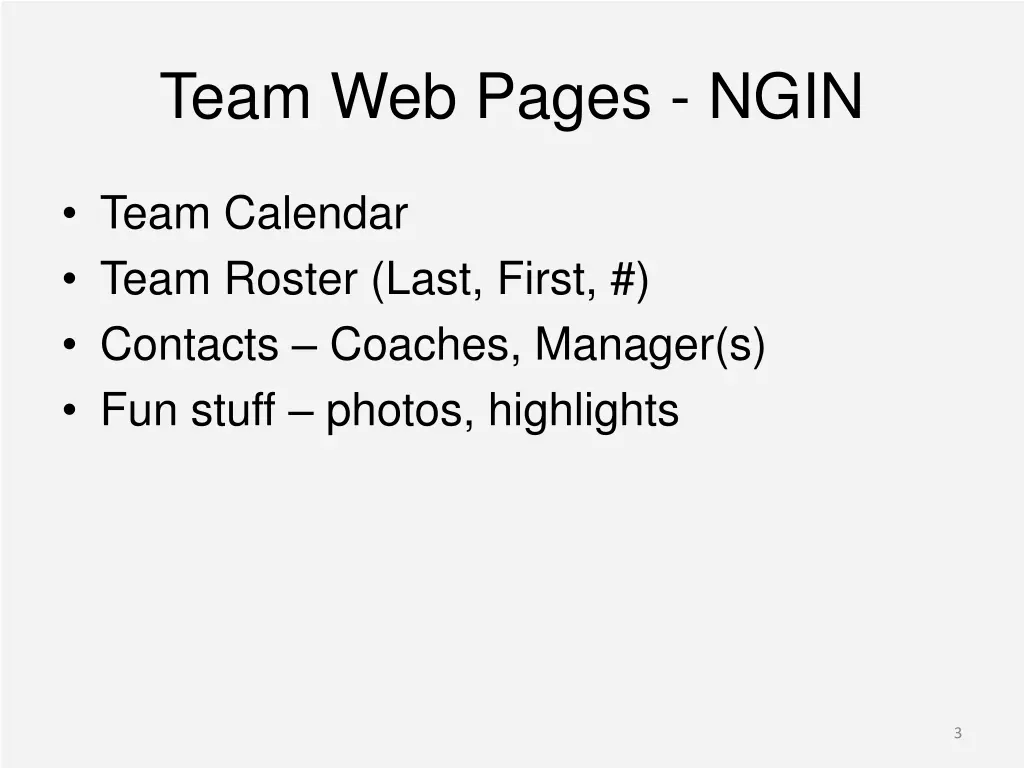 team web pages ngin