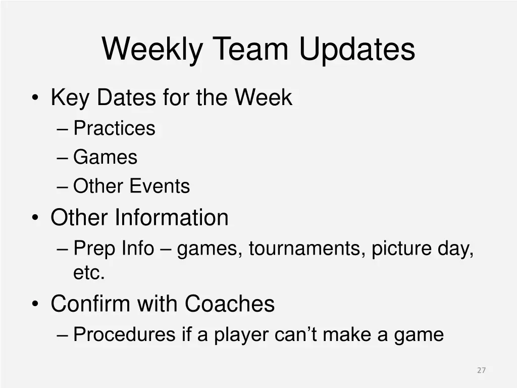 weekly team updates